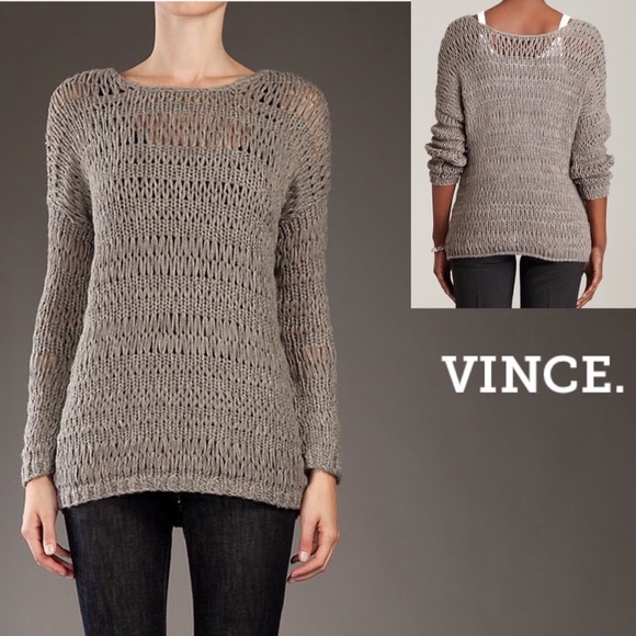 Vince Open Knit Gray Boatneck Sweater Wmn’s Sz XS - Picture 6 of 9